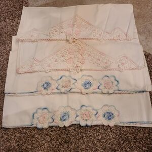 Vintage Embroidered Floral Pillowcases